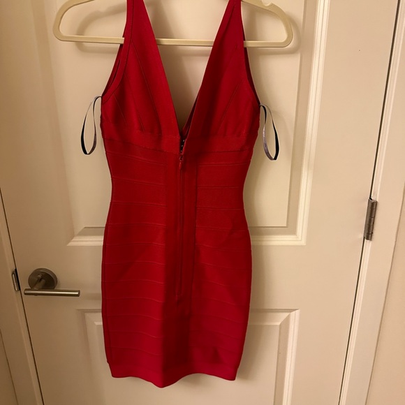 Herve Leger Lipstick Red Bandage Mini Dress - Picture 3 of 5